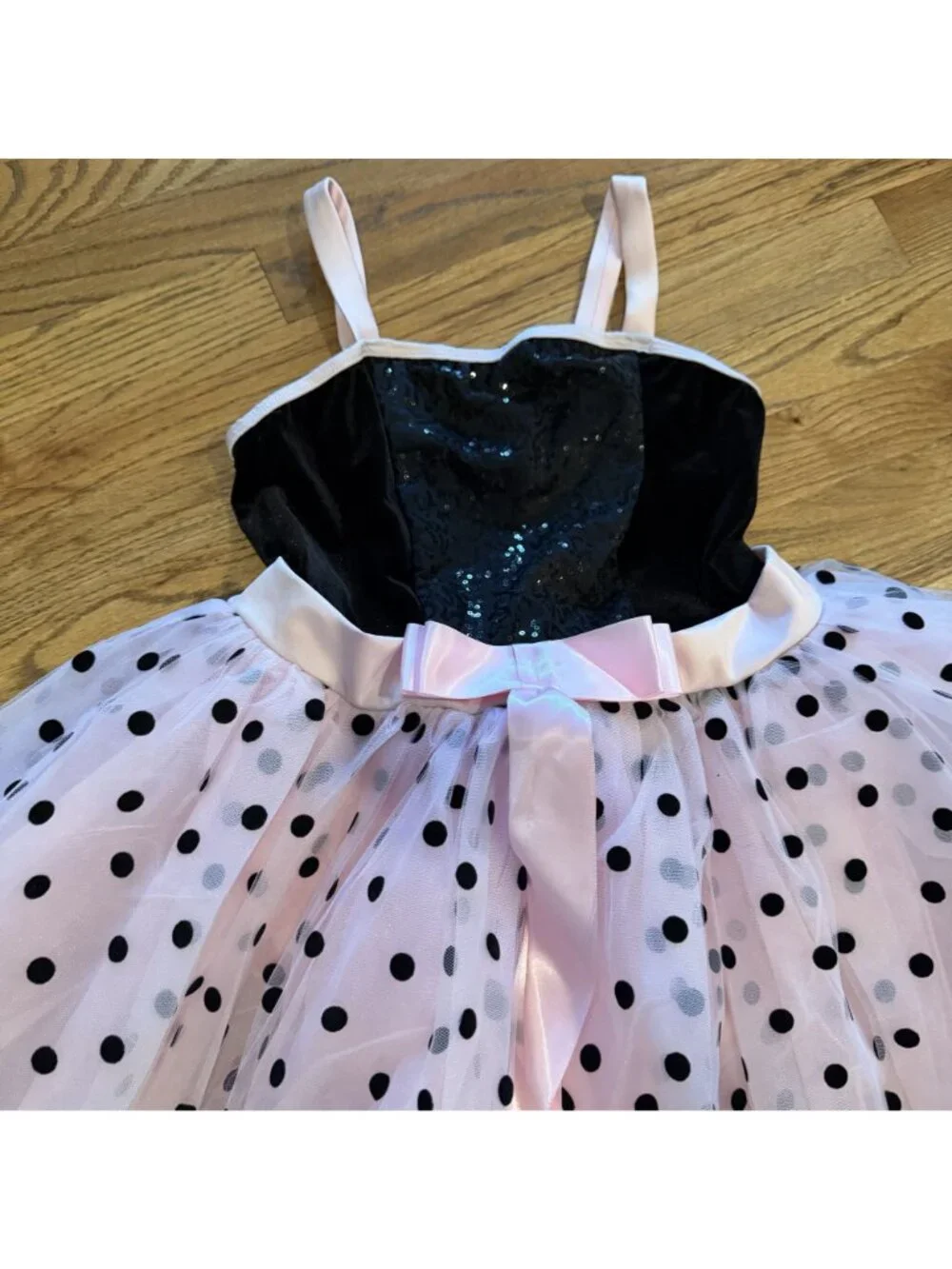 REVOLUTION GIRLS BLACK PINK POLKA DOT COMPETITION DANCE COSTUME XXL CHILD TAP MU